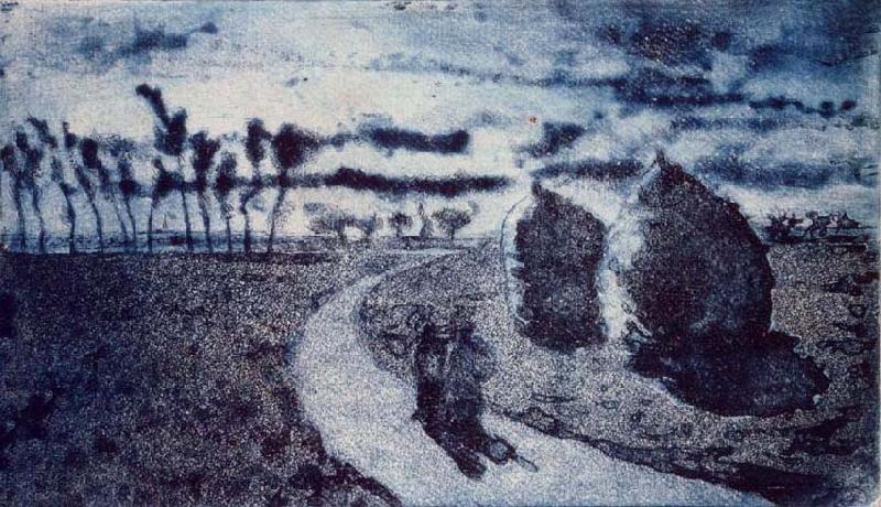 Camille Pissarro Twilight with Haystacks china oil painting image